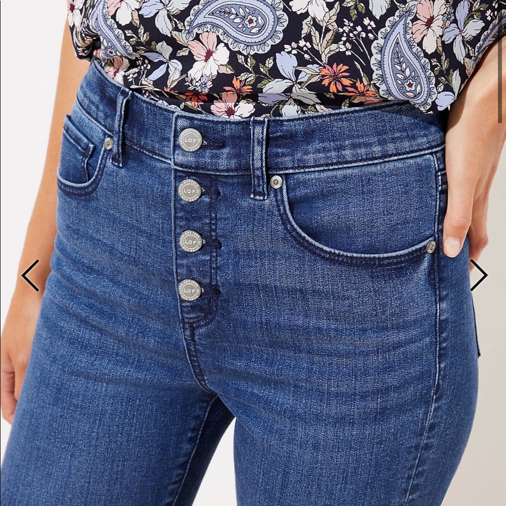LOFT Petite High Rise Button Fly Skinny Jeans NWOT